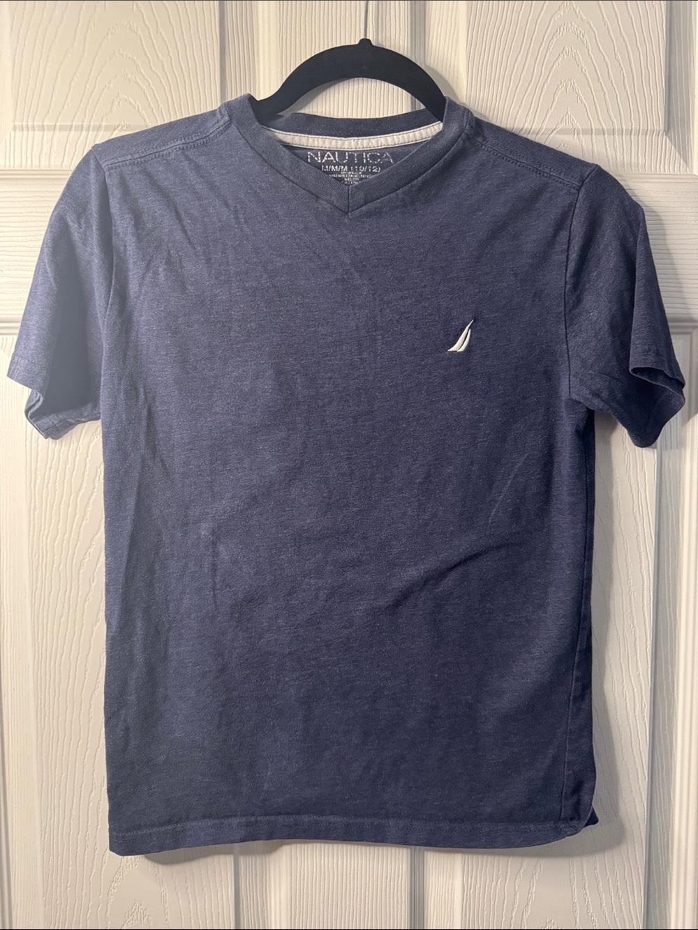Nautica Navy Blue V-Neck Short Sleeve Tee with Sail Logo
